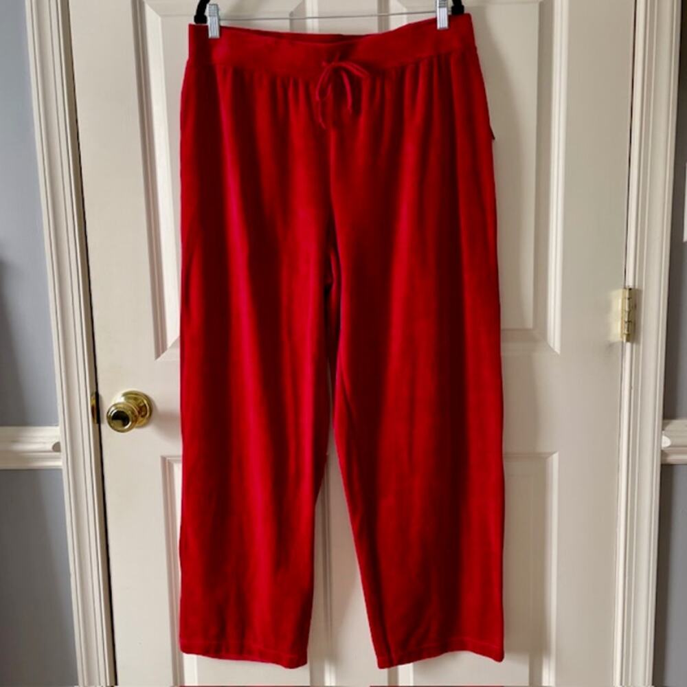 Kim Rogers Essentials Red Velour Lounge Pants NWTDrawstring Waist Cozy Soft Fit